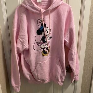 Disney Shopping XL Hoodie Sweatshirt Pink Minnie Mouse Pullover Vintage Hooded